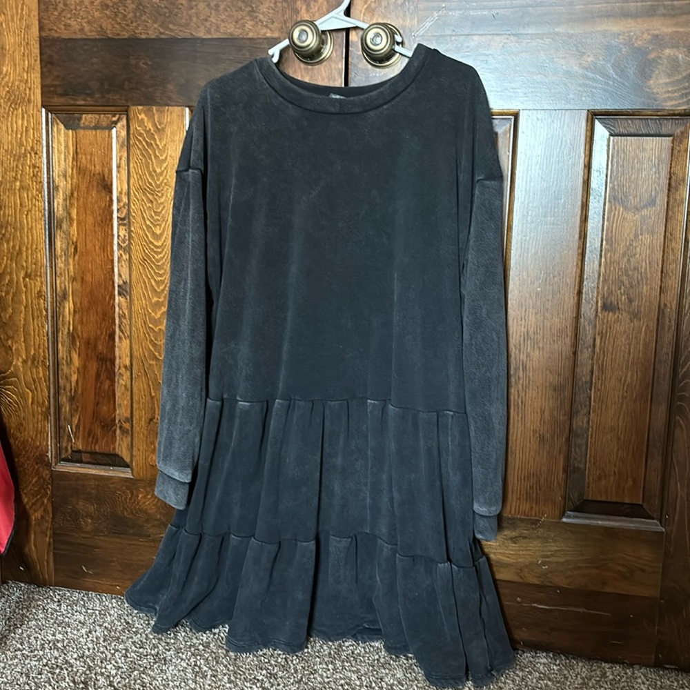 Black soft long sleeve dress